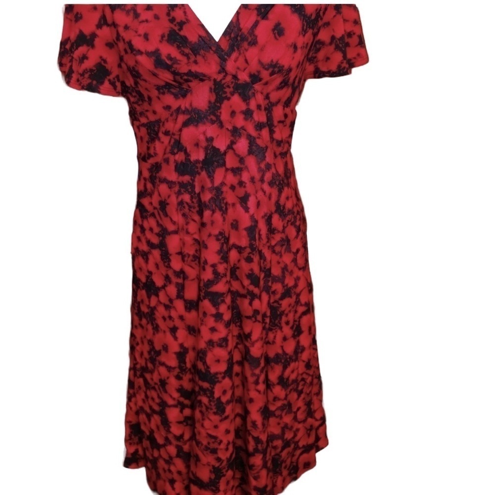 Chaps Red Floral Dress M
